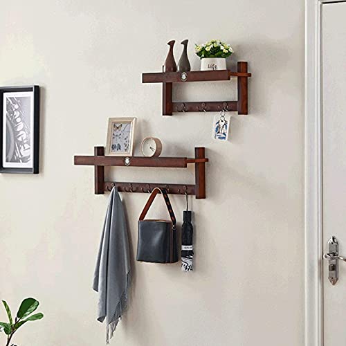 HJW Praktische opbergrek Opknoping Entryway Drijvende Wandplank met haak, Bruin Hout Opbergrek voor Fotokader Boek Plant Pot Ambachten Cosmetische Display 1Huiyang-01020, Klein - Image 7