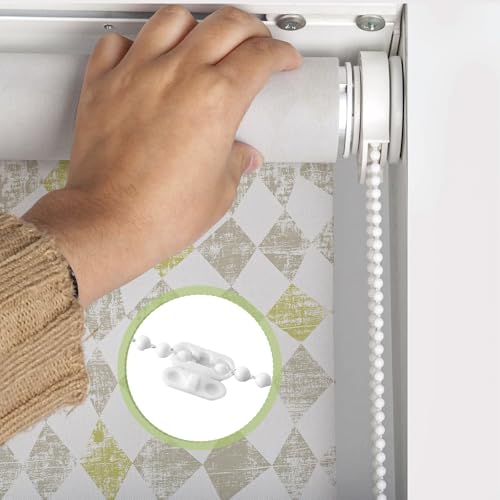 10 Meter Rollokette Jalousie Schnur Rollo Kette Perlenkette Jalousie Ersatzschnur Jalousieschnur für Rollos, Catenine Tapparelle, Vertikaljalousienschnur mit 10 Perlenkettenverbindern (weiß)