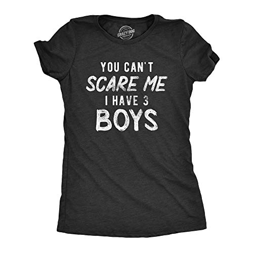 T-shirt maman de 3 garçons humour en coton noir chiné taille M pour femme