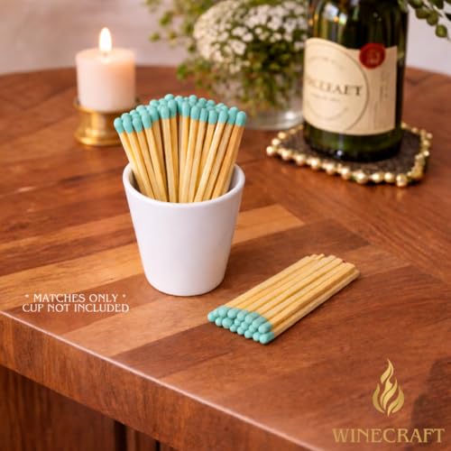 Image of 500 Count | 3 inch Blue Matches | Strikers Included | Color Tip Wooden Match | Refill for Matchstick Jars, Candle Display, Holders & Bottles | 4 in inches Long