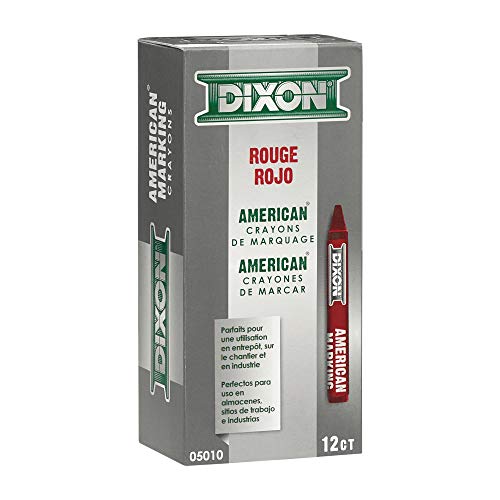 DIXON Industrial Round American Marking Crayons, Red, 12 Count (Pack of 1) (05010)