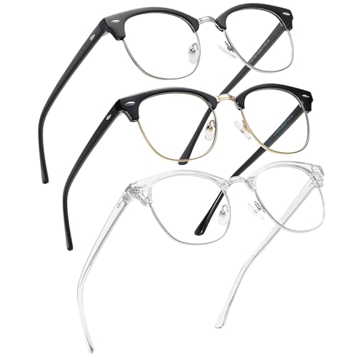 Perfectmiaoxuan 3er-Pack Blaulichtfilter-Brille | Retro-Rundgestell mit HD-Entspiegelung | Schutz vor Augenermüdung & UV-Strahlung für PC, Gaming & Bildschirmarbeit | Unisex für Damen & Herren