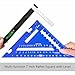 Beslands 7 inch Rafter Square with Level, Aluminum Metal Triangle Ruler Carpenter Square Woodworking Layout Tool Aluminum Triangle Tool Stainless Steel Ruler (Blue)