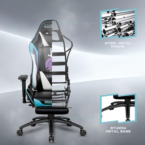 Dr Luxur Polyurethane Overpower Gaming Chair For Gaming,Home Office&Study- Perfect For Work From Home With Lumbar Support,4D Armrest,Footrest&180... - Image 5