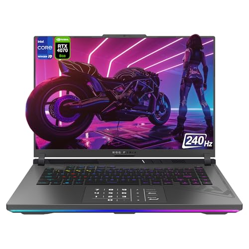 ASUS ROG Strix 16 Gaming Laptop, Intel Core i9-14900HX, 32 GB DDR5 RAM, 2 TB PCIe SSD, 16 WUXGA (1920x1200) IPS 165 Hz Display, Nvidia GeForce RTX 4070, QWERTZ RGB Tastatur, Windows 11 Home, Grau