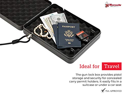Hornady Alpha Elite Portable Lock Box For Guns And Valuables – Includes 2 Keys And 4 Foot Steel Cable – Thick 16-Gauge Steel, An Ideal Car Lock Box Or Truck Safe – Black, 10.25 X 8 X 2.75 Inches #TOP6