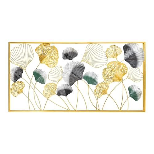 Image of SMILES GIFT Luxury Imported Wall Hanging | Elegant Rectangular Framed Metal Leaf Wall Art for Home Decor for Living Room & Office