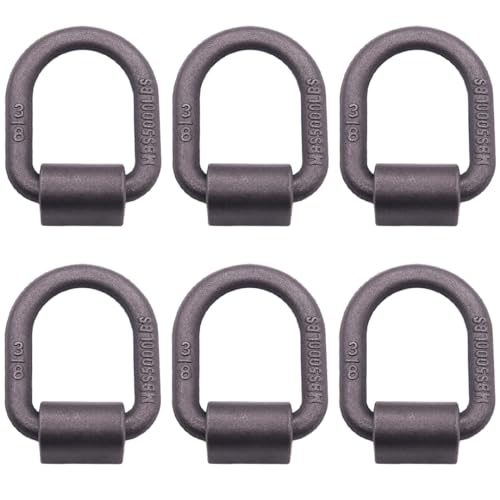 BoxerTool 3/8 Heavy Duty Weld On D Ring - 5 000 LBS Breaking Strength Tie Down Anchor for Truck Bed - Forged D Rings for Trailer (6 Pack)