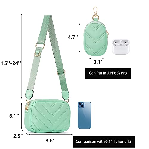 Image of Herald Quilted Small Crossbody Bag with Coin Pouch for Women | Lightweight, Vegan Leather, Trendy Style, Detachable Mini Pouch, 2 Size Cross Body Handbags with Wide Strap for Daily Travel