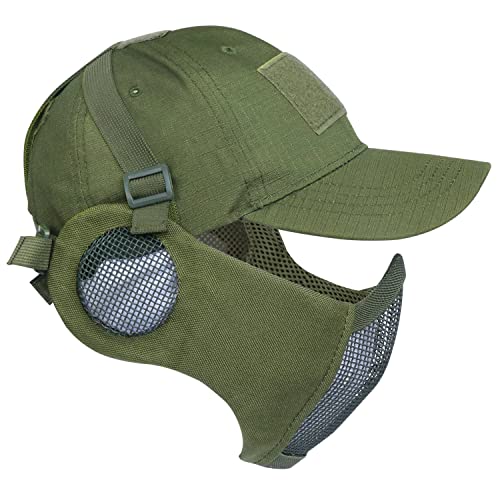 Yzpacc Airsoft Halbgesichtsmaske und Hut Set Stahl Mesh Maske mit Gehörschutz und Baseballkappe Taktische Schutzmaske für CS Game BB Gun Paintball Jagd Schießen Yzpacc Airsoft Halbgesichtsmaske und Hut Set Stahl Mesh Maske mit Gehörschutz und Baseballkappe Taktische Schutzmaske für CS Game BB Gun Paintball Jagd Schießen