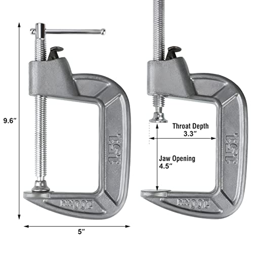 Olympia Tools 4In x 3In Turbo Clamp, C-Clamp, 38-151, Silver, 4 x 3 in - Image 3