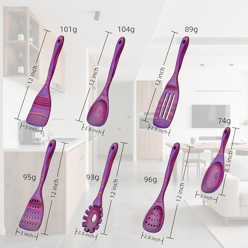 7 PCS Byzantium Pakkawood Utensil Set, Non-Stick Wooden Spoons for Cooking by Cokka Praca - Used condition - Image 4