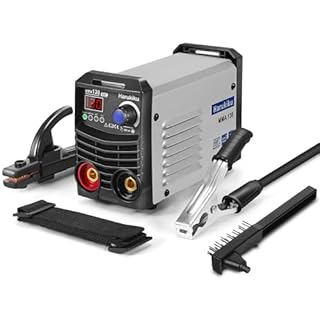 Harukiku Saldatrice a Elettrodo MMA130 Digitale – Mini Saldatrice Inverter, Compatta e Leggera con Funzione Anti-Stick, Cavi 3+2 m, 21,5 x 14 x 8,5 cm, per Hobbisti e Fai da Te