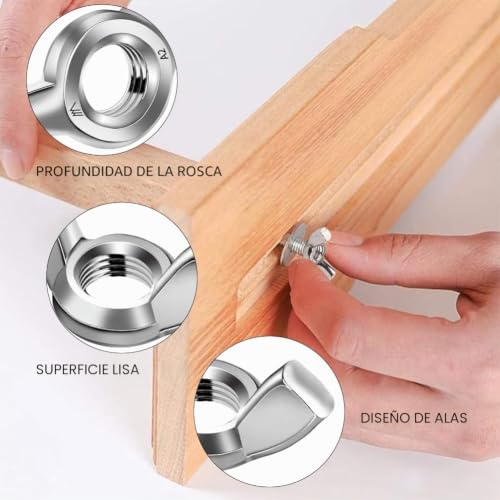 Miniatura 3 de 25 Tuercas De Mariposa M8, Tuercas De Mariposa De Acero Inoxidable, Tuercas De Oreja, Tuerca De Acero Inoxidable Métrica Femenina, Para La Fijación De Accesorios De Bricolaje, Color Plateado