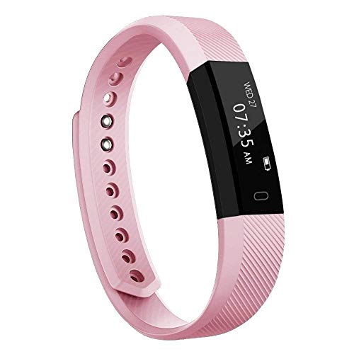 TOOBUR Fitness Armband, Schmal Wasserdicht Fitness Tracker mit Schrittzähler Schlafmonitor und Kalorienzähler, Aktivitätstracker Armbanduhr für Damen Frauen und Kinder-Rosa