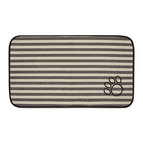 Bone Dry Machine Washable, Ultra Absorbent Pet Mat, 10x18, Brown Stripe