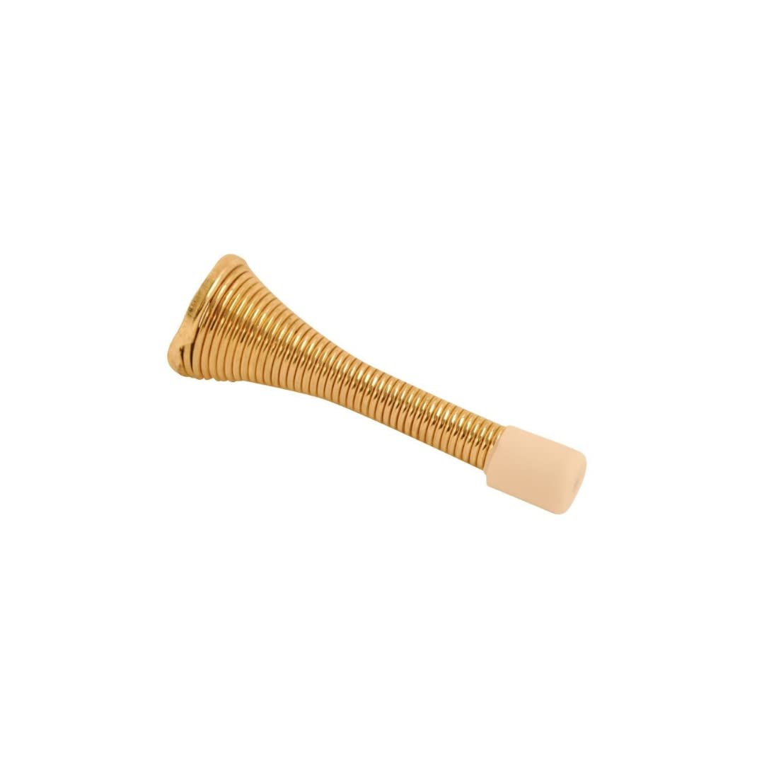Vibe Spring Door Stop Electro Brass 75mm, Door Stopper, Rubber Bumper to Protect Door, Walls, and Skirting for Internal Use