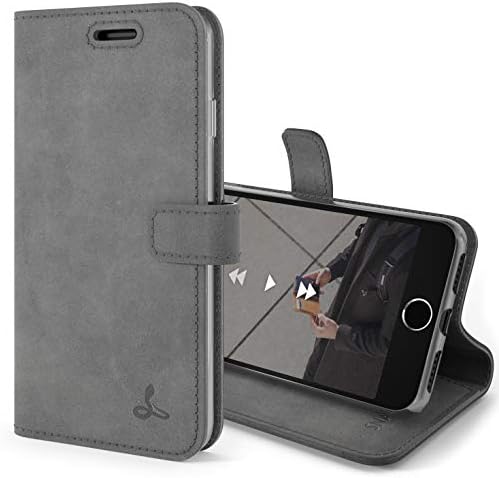 Snakehive Vintage Wallet for Apple iPhone SE 2022/ iPhone SE 2020 || Real Leather Wallet Phone Case || Genuine Leather with Viewing Stand & 3 Card Holder || Flip Folio Cover with Card Slot (Black)