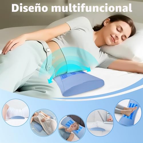 Miniatura 5 de Almohada Lumbar Dormir Ergonómicas, Espuma De Memoria Cojín Lumbar Cama, Almohada Lumbar Para Cama, Silla De Oficina, Asiento De Coche Y Sofá Con Gel De Enfriamiento Y Cubierta Respirable Azul