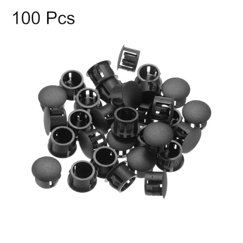 Image of MECCANIXITY 100PCS 14mm(9 /16 inch) Black Plastic Hole Plugs, Flush Type Panel Hole Plugs Insert End Caps for Locking Hole Tubes Furniture Cabinet