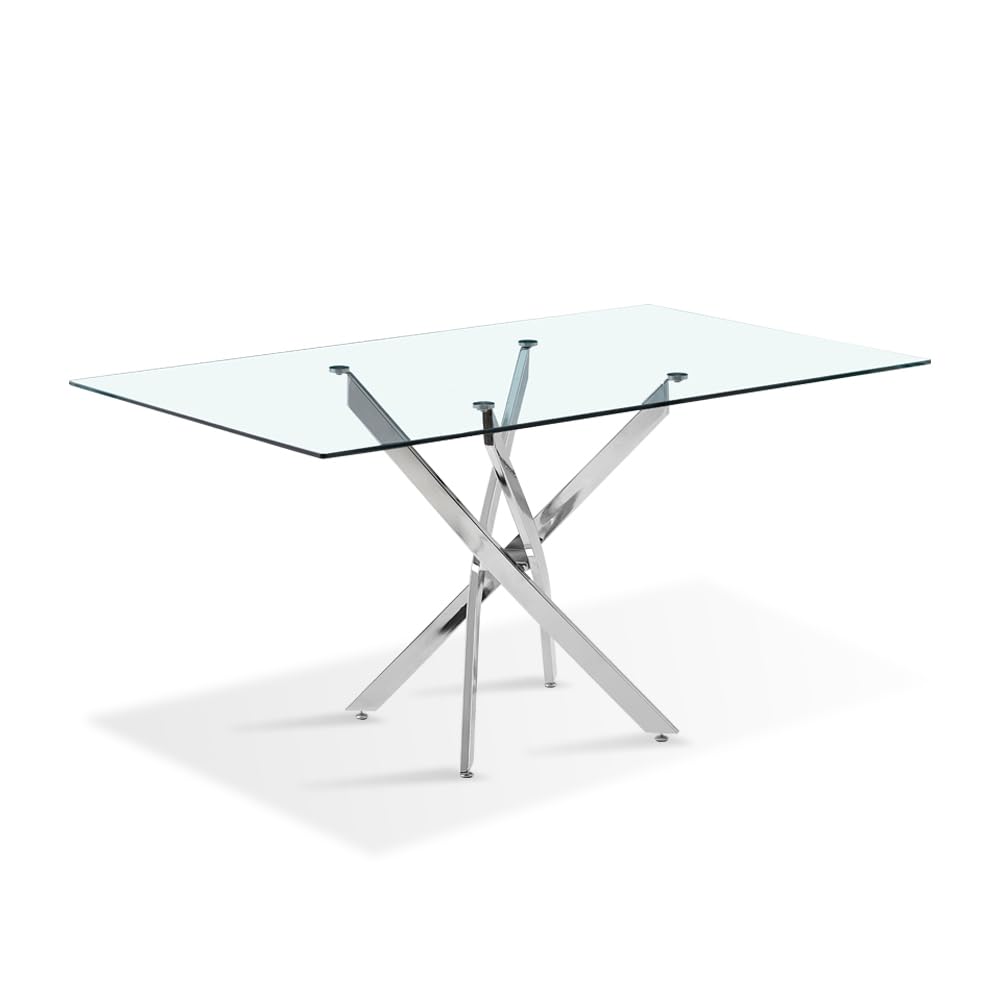 Table rectangulaire 160cm Astra salle à manger en verre design