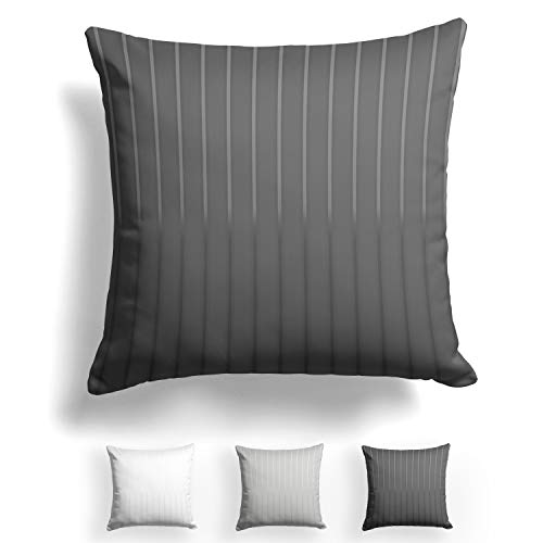 Alreya Mako Satin Taie d'oreiller 100% Coton - 40 x 40 cm Rayures Anthracites - avec Fermeture éclair YKK - Hypoallergénique sans Produits Chimiques Cover