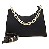 BOLSA BAGUETE FEMININA MEIA LUA DE OMBRO CORRENTE PEQUENA (PRETA)