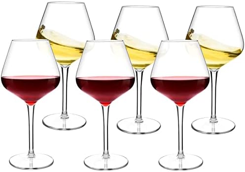 COOKY.D Unbreakable Long Stem Red White Wine Glasses Large Tritan-Plastic Drinkware Sets Gift Bpa Free Dishwasher Safe 445 ML/15.6 OZ, Set of 2