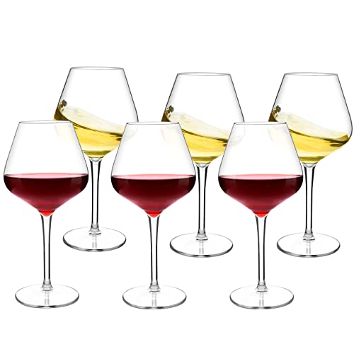 COOKY.D Juego de 6 copas de vino tinto blanco de Tritan-plástico para regalos de boda, lavable en lavavajillas, 530 ml Cover