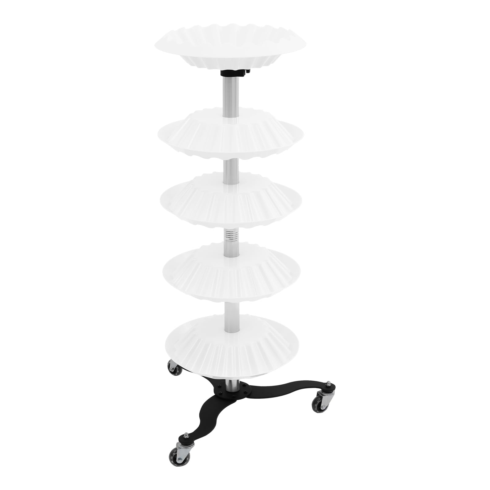 Espositore rotante per smalti a 5 ripiani, con ruote, funzione girevole a 360° e 5 livelli, per la conservazione in salone e a casa, 36 x 9 x 10 cm, bianco