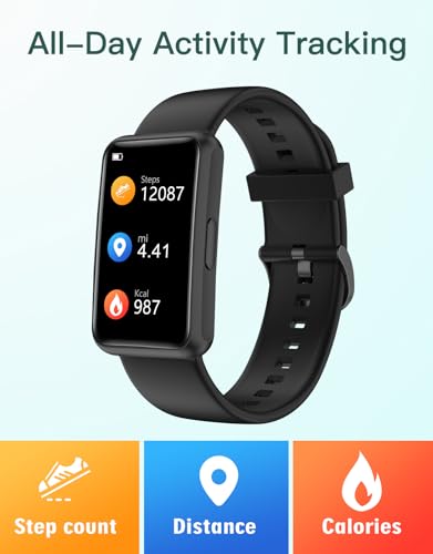 HUAKUA Smartwatch Sin Bluetooth,Sin Aplicación,Pulsera de Actividad 1.47 Pulgadas con Contador de calorías,Monitor de sueño,Despertador,Cronómetro,Impermeable IP68, Temporizador para Caminar (Negro) - imagen 3