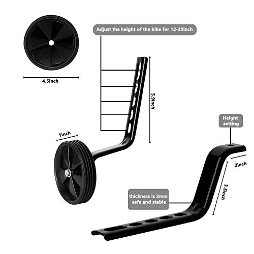 Bicycle Training Wheels Stronger Version Design with Stabilizers Mounted Kit Reinforced Metal Heavy