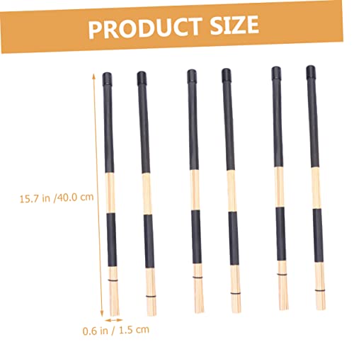 Set de 3 pares de escobillas para batería de bambú, baquetas resistentes para percusión miniatura 5