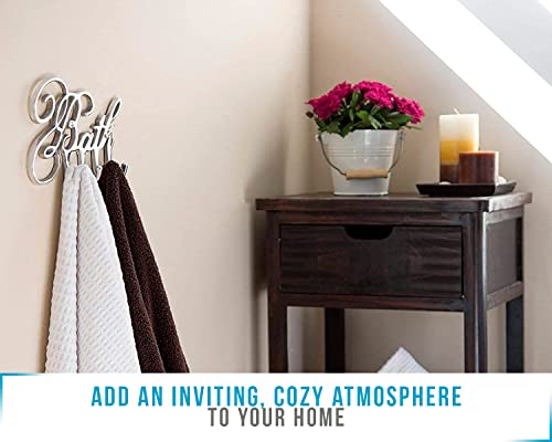 Comfify Decorative Bath Towel Hooks Bathroom Hanger Aluminum Wall Hooks Rack For Towels, Robes, Bathroom Accessories - Luxury 4 Bath Towel Hooks, Polished Finish - Includes Screws - 8.25” X 11" #TOP2