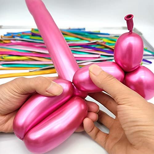 Long Balloons Kit with Pump, Metallic 260Q Balloons, Modelling Balloons for Twisting Animals Flowers Wedding Birthday Party Decorations 100pcs