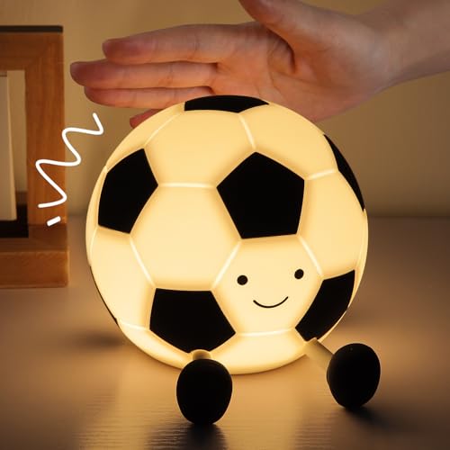 YISUN Football Night Light, Rechargeable Portable Dimmable Silicone Football Lamp with Touch Control and Timer
