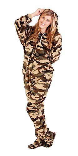 Forever Lazy Footed Adult Onesie - Green Comatose Camo - XS