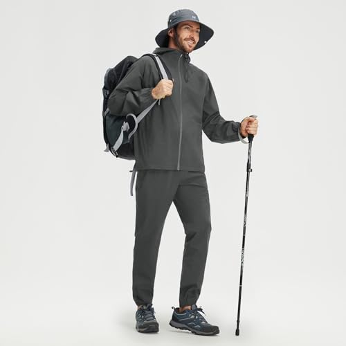 M MAELREG Mens Rain Pants Waterproof Quick-Drying Joggers with Reflective for Hiking Climbing Dark Grey — view 6