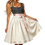 Generisch Dirndl Damen Dirndelkleider Komplettsets Grosse Grössen Samt Spitze-Detail Outfit Party Knielang Schlicht Trachtenkleid Wiesn Blumenmuster Bayerischen Festliches Volksfest Dress