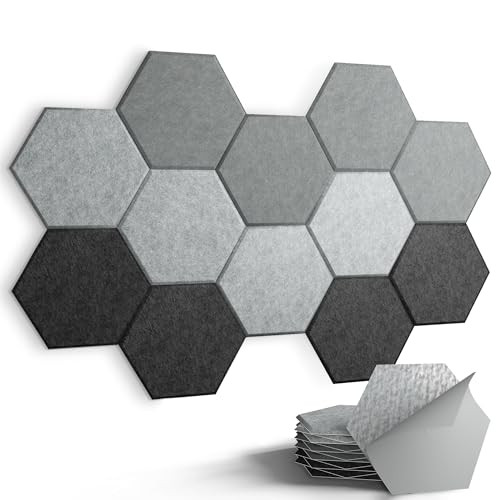 Image of Acoustic Panels, Magrowill 12-Pack Soundproof Wall Panels 12 X 10 X 0.4 Inches, Sound Absorbing Panels with Full Self-Adhesive, Interior Wall Decor Felt Tiles Board