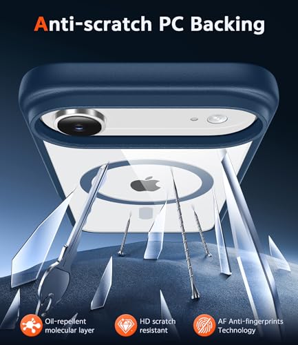 Image of FNTCASE for iPhone Air Case Clear: Magnetic Phone Cases with Screen Protector Drop Proof Compatible with Magsafe Slim Anti Yellowing Rugged Shockproof Protective Transparent Cell Cover (B-Blue)