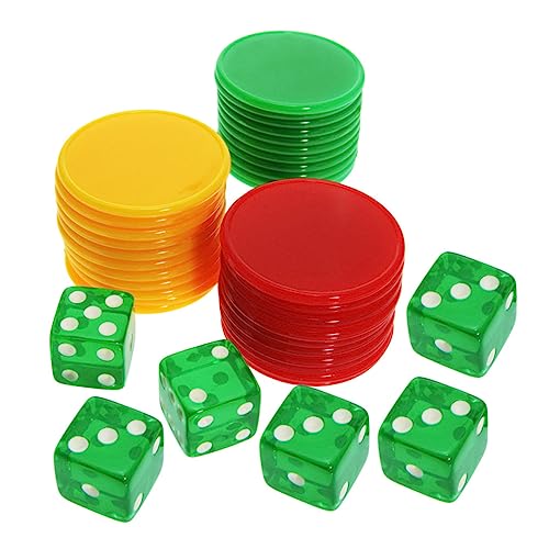 TOYANDONA 1set Chips Da Gioco Divertenti e Dadi Portatili Accessorio Per Giochi Da Tavolo Con Gettoni e Dadi Resistente Per Feste e Attività Ricreative