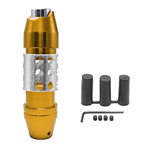 Amazing Auto (Gold) Racing Style Automatic Universal Gear Shift Knobs Shifting With Push Button Shifter Lever Fit Compatible With Most Car Adapters Included #TOP5