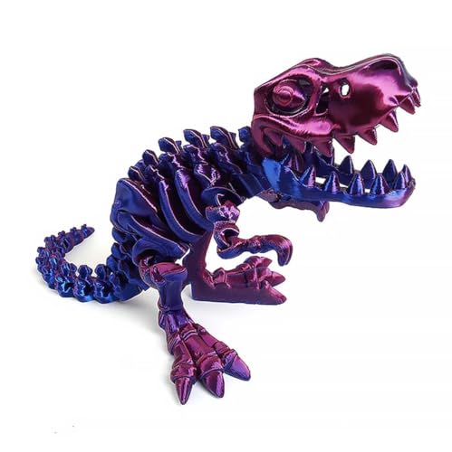 YNTOXIN 9.84" 3D Printed Dinosaur, Articulated Dinosaur Fidget Toy, Flexible Pearly Sheen Tyrannosaurus Home Office Decor Desk Toy R-BLUE