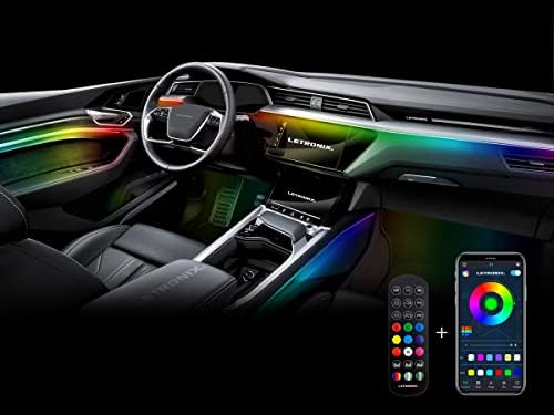 LETRONIX RGBIC RGB Full LED Rainbow Auto Ambientebeleuchtung (Für Armaturenbrett + 4 Türen + 4 Türgriff + Fußraum vorne & hinten) mit APP Steuerung und Fernbedienung