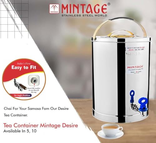 Image of Mintage Tea Container Alpine + Water Bottle 2.5 Liters | Container with Tap Hot & Cold Dispenser Overnight Storage Ideal as Chai Kettle for Canteen /Restuarant
