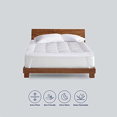 Visi-One Karin Maki Extra Thick King Size Mattress Topper For Bed Brushed Microfiber Soft Fluffy Mattress Cover Skin Friendly Cooling & Breathable Quilted Fitted Mattress Pad - (78 In X 80 In) White #TOP4