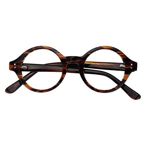 Zeelool Unisex Retro Acetate Round Eyeglasses Frame With Clear Lens Giggs Fa0249-01 Tortoise #TOP5