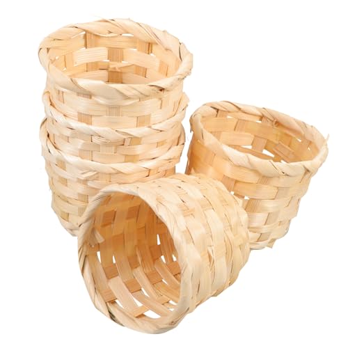 SOLUSTRE Bamboo Woven Baskets Set 5pcs Small Baskets for Home Fruit Storage Decorative