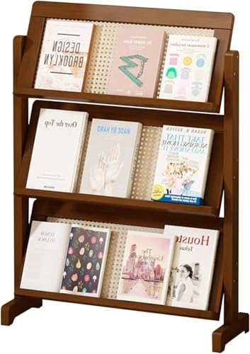 EZweekendマガジンラック雑誌ラックパンフレットスタンド竹製立て式雑誌スタンドA4シルバーラックカタログスタンドスリム3段式学校/事務所/図書館/展示会/待合室おしゃれ (【バータイプ】,53*22.5*91.5cm)